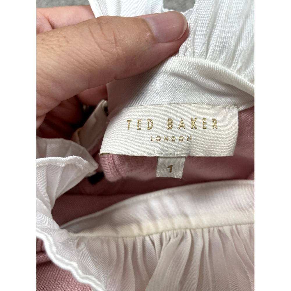 Ted Baker Sweater Womens 1 XS 4 Pink Layered Ruffle Cashmere Blend Preppy Flirty - Picture 3 of 12